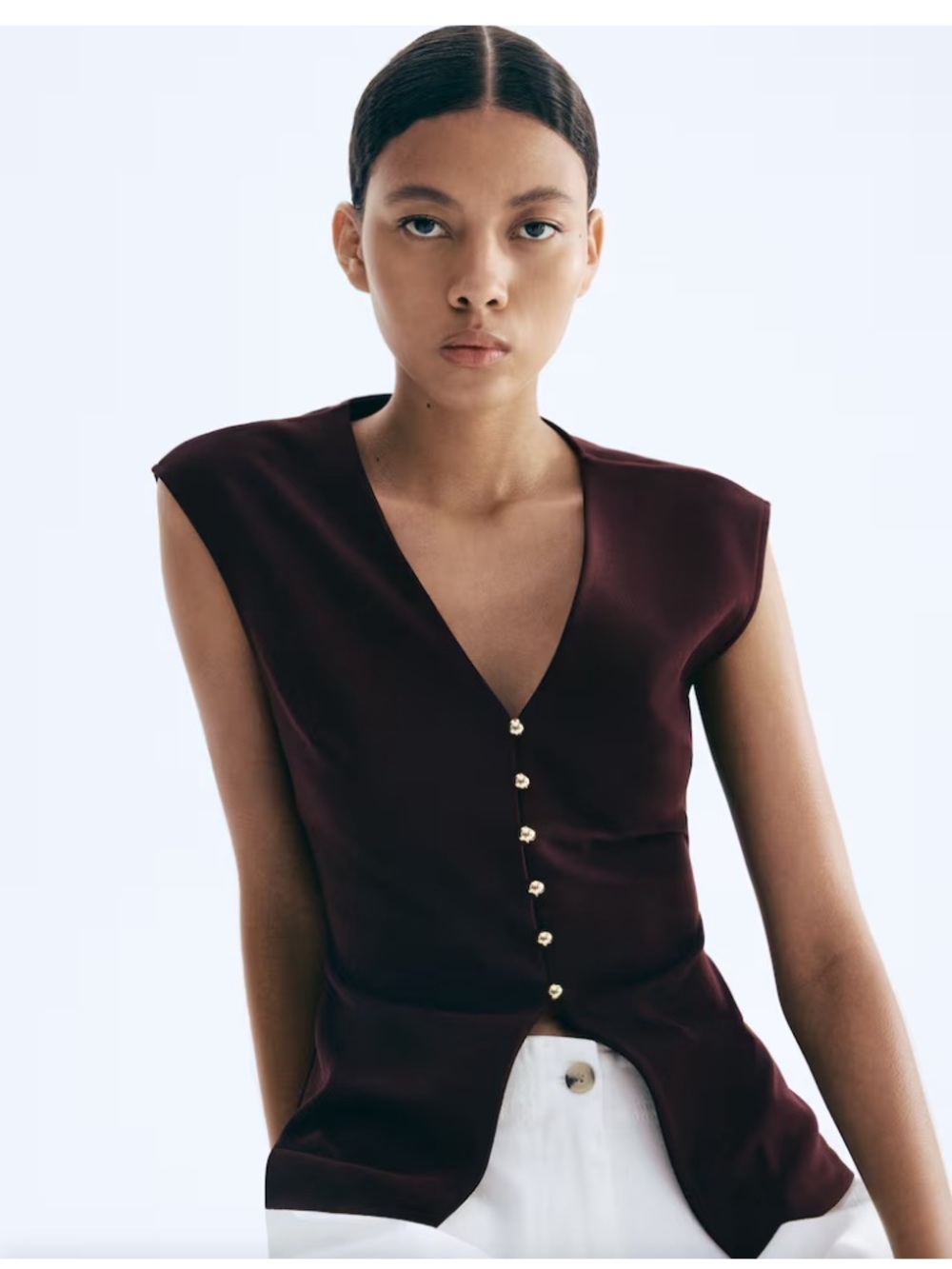 H&M  INTERLOCK VEST- Deep Burgundy.